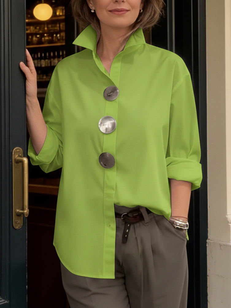 Women's Elegant High Neck Shirt – Flowing Relaxed Design