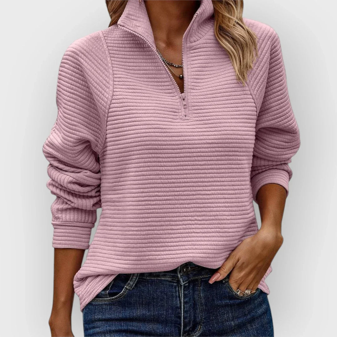 Women's Chic Relaxed Jumper – Zip-Up Elegant Design