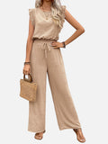 Women’s Two Piece Outfit Set – Relaxed Top & Wide Leg Trousers