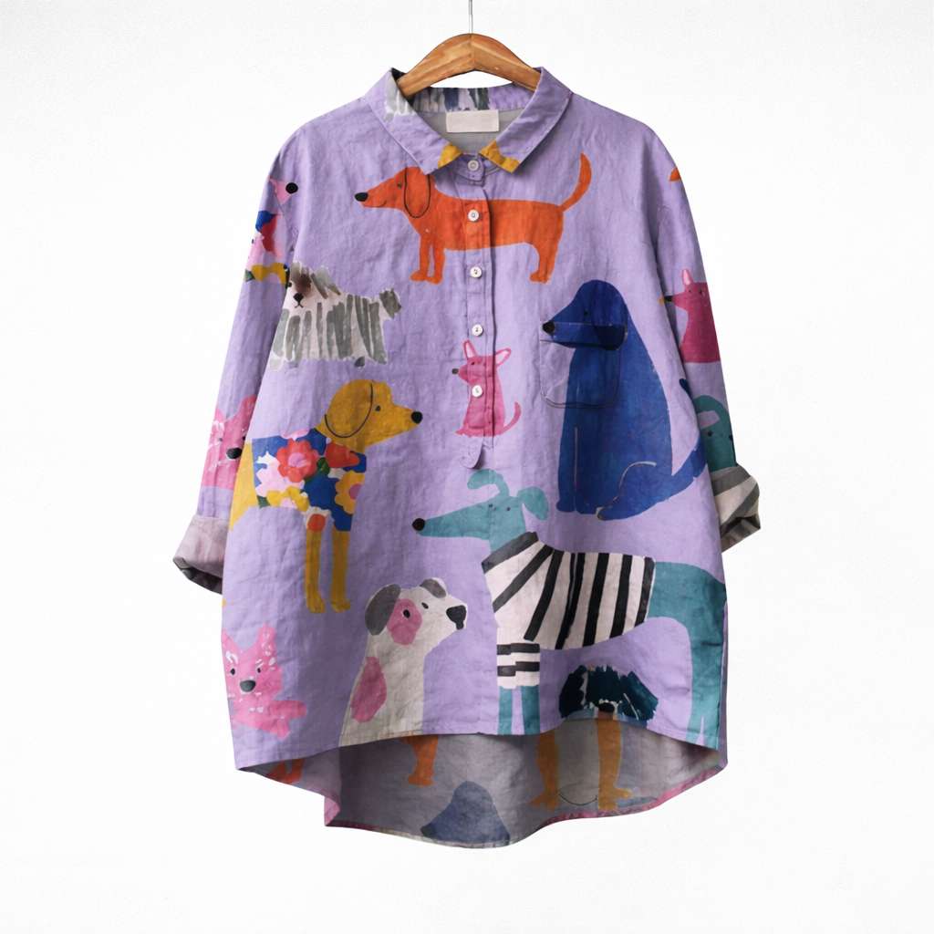 Women's Elegant Refined Blouse – Printed Floral Design