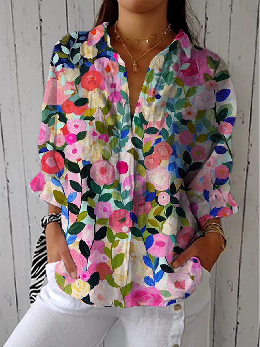 Women's Bohemian Lightweight Blouse – Spring Elegant Design in Multicolour