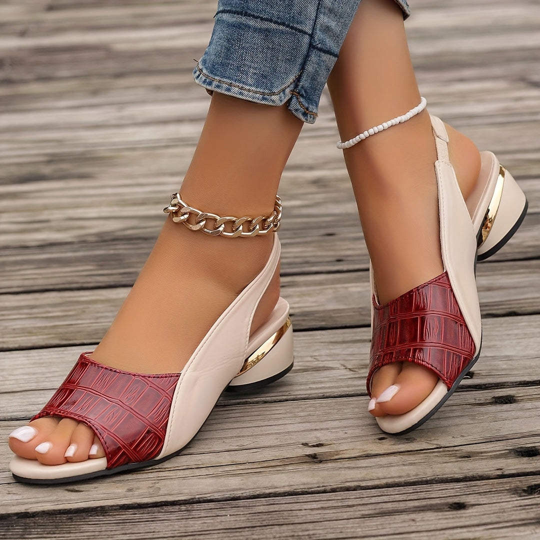Women's Heeled Lightweight Sandals – Elegant Comfortable Finish in Red