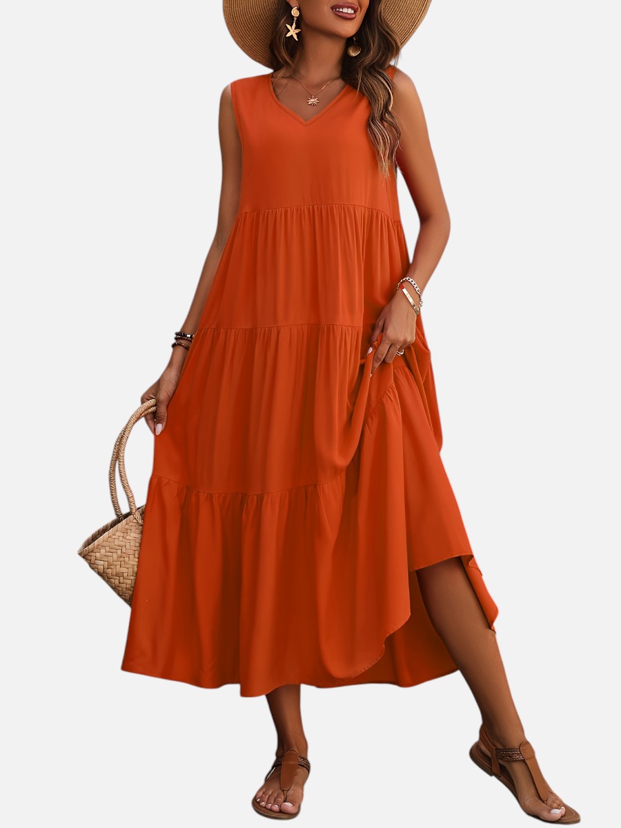 Women’s V-Neck Tiered Maxi Dress – Effortless Summer Elegance