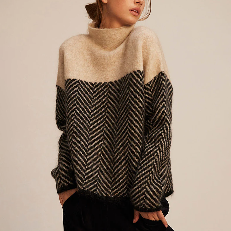 Women's High Neck Warm Jumper – Knitted Lightweight Design