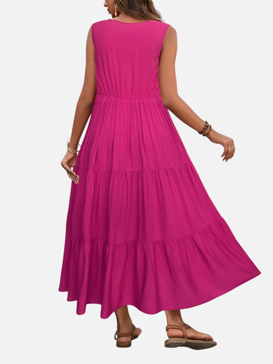 Women’s V-Neck Tiered Maxi Dress – Effortless Summer Elegance