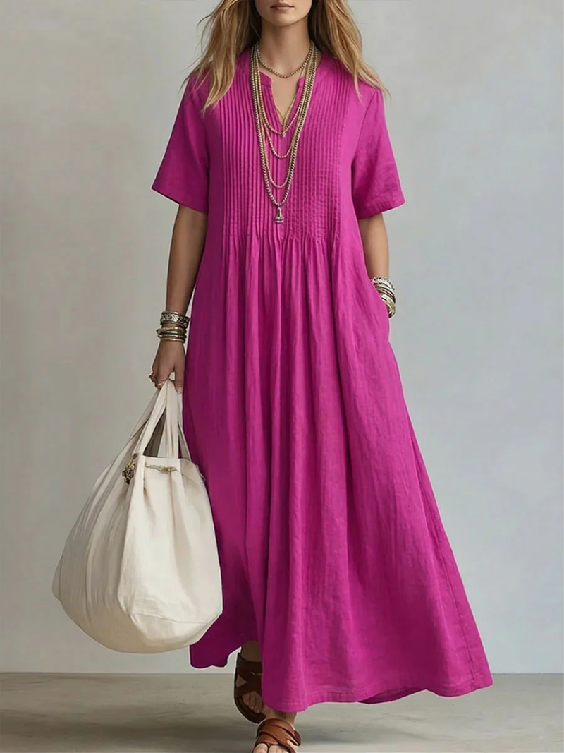 Women's Pleated Elegant Dress – Flowing Lightweight Style