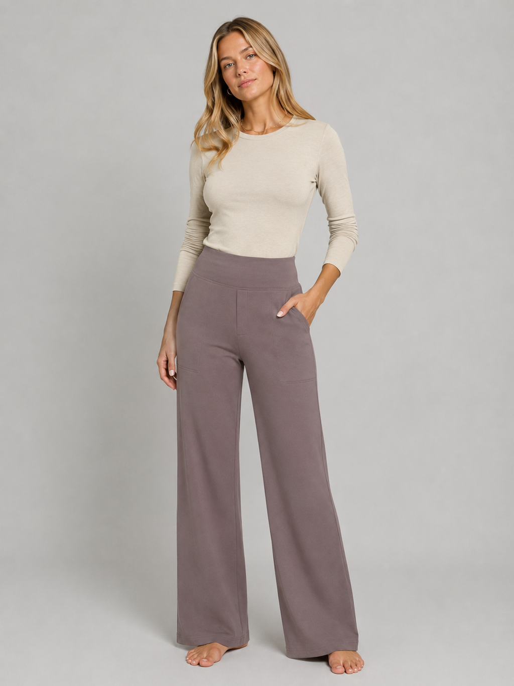 Women’s Stretch Straight-Leg Trousers – High-Waist Comfort Fit