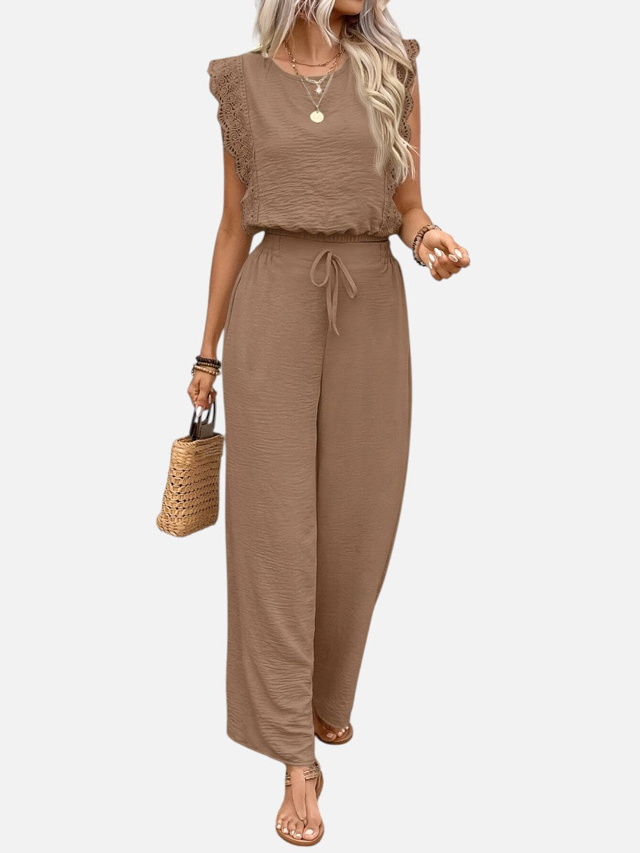 Women’s Two Piece Outfit Set – Relaxed Top & Wide Leg Trousers