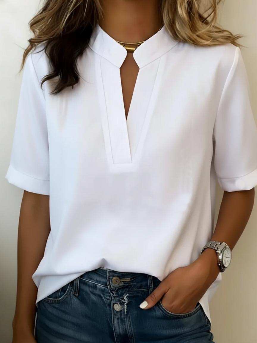 Women's Chic Elegant Blouse – Comfortable Occasion Design in Dark Blue