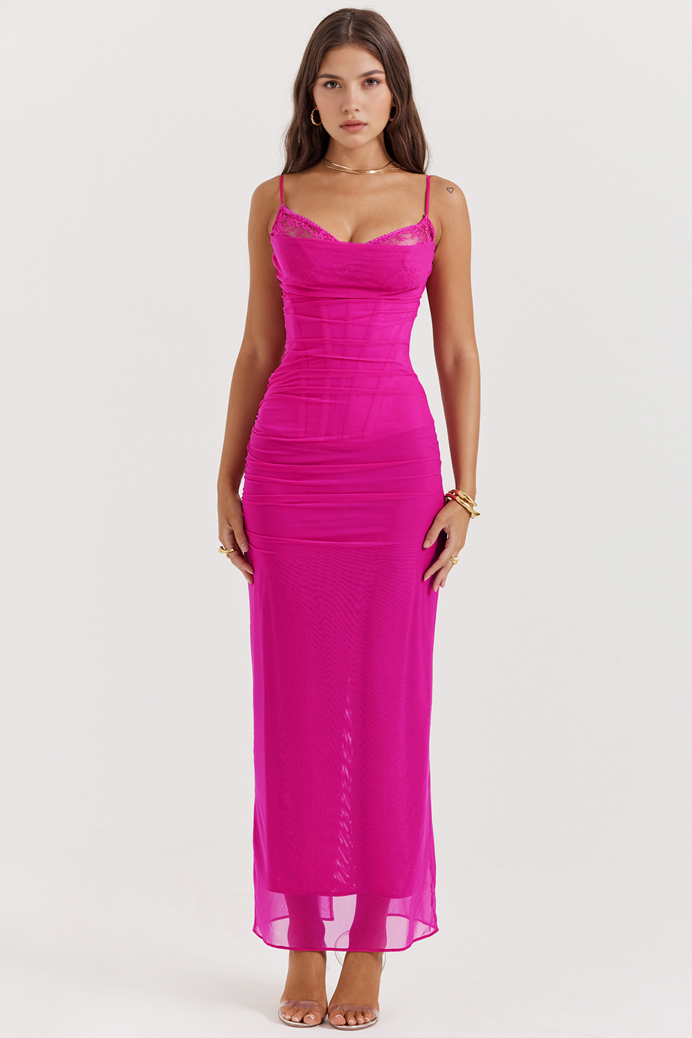 Women's Elegant Spring Dress – Summer Flowing Style in Pink