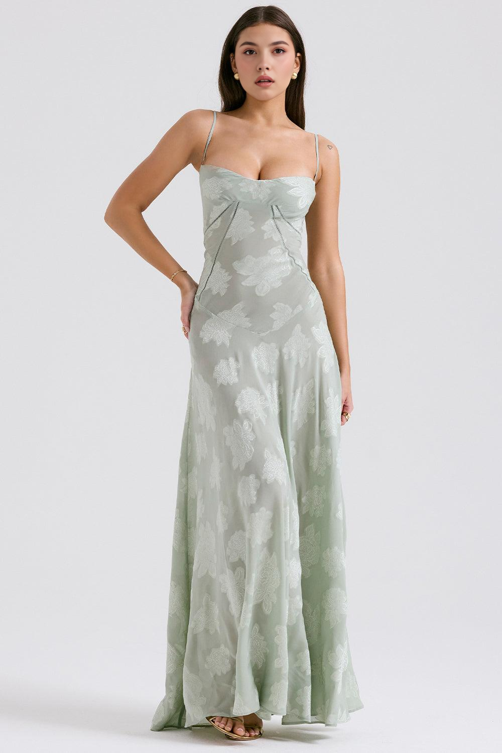 Women's Elegant Spring Dress – Summer Flowing Style in Green