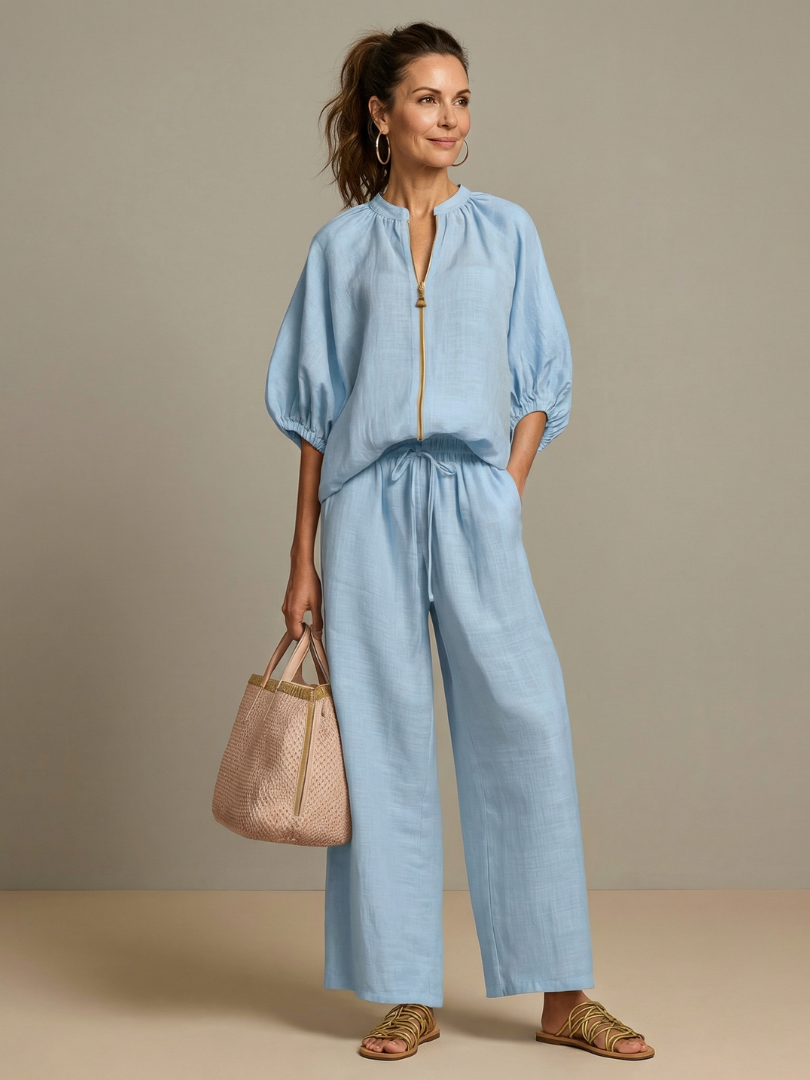 Women's Flowing Belted Two-Piece Set – Summer Flexible Design