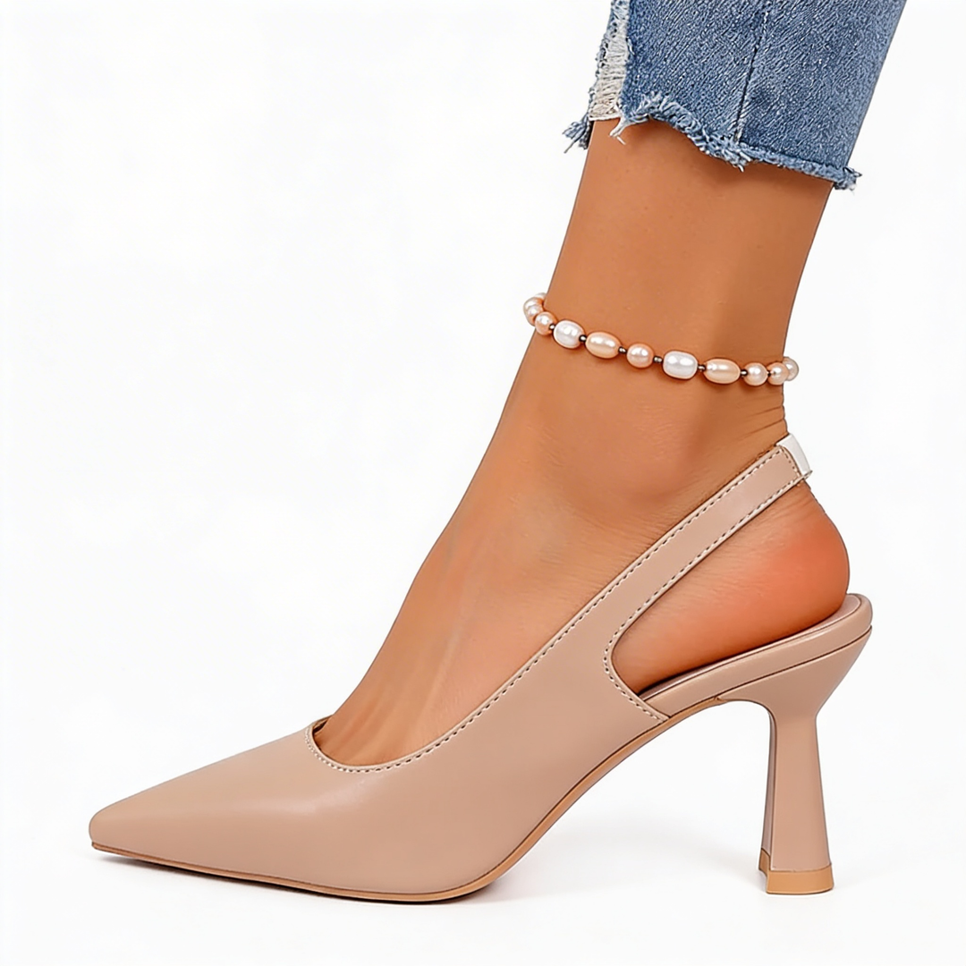 Women's Heeled Supportive Court Shoes – Breathable Non-Slip Finish in Khaki