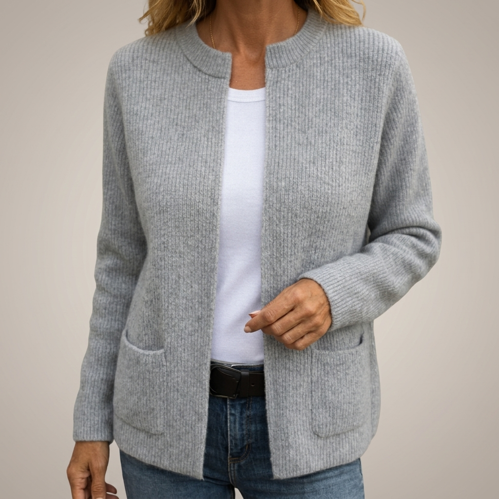 Women's Zip-Up Knitted Waistcoat – Warm Elegant Design