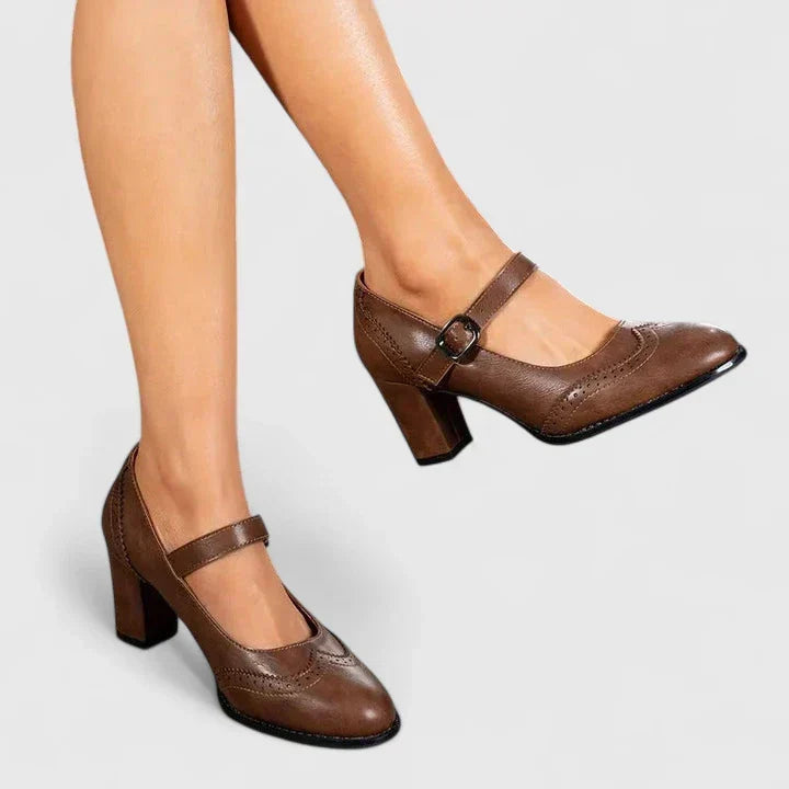 Women's Heeled Elegant Court Shoes – Buckle Leather Finish
