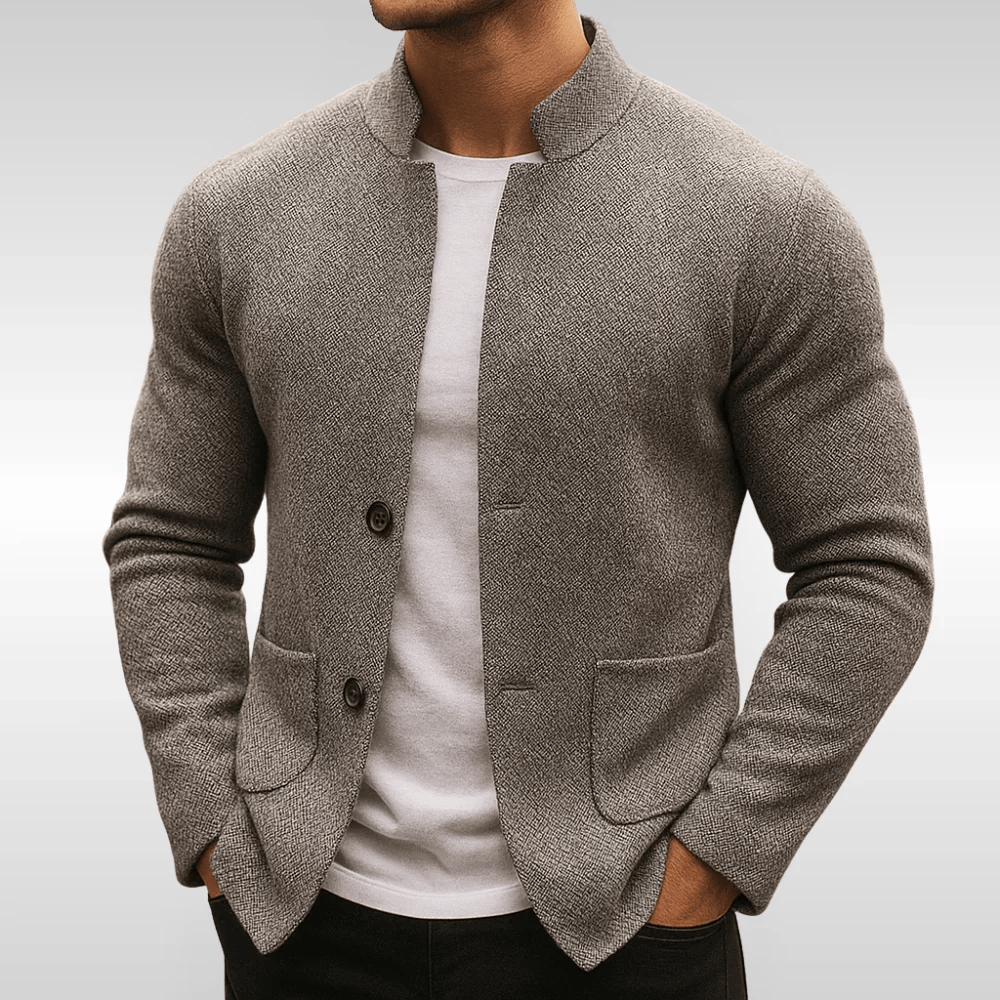 Men's Knitted Modern Waistcoat – Button-Front Relaxed Design
