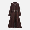 Women’s Pleated Long Sleeve Midi Dress