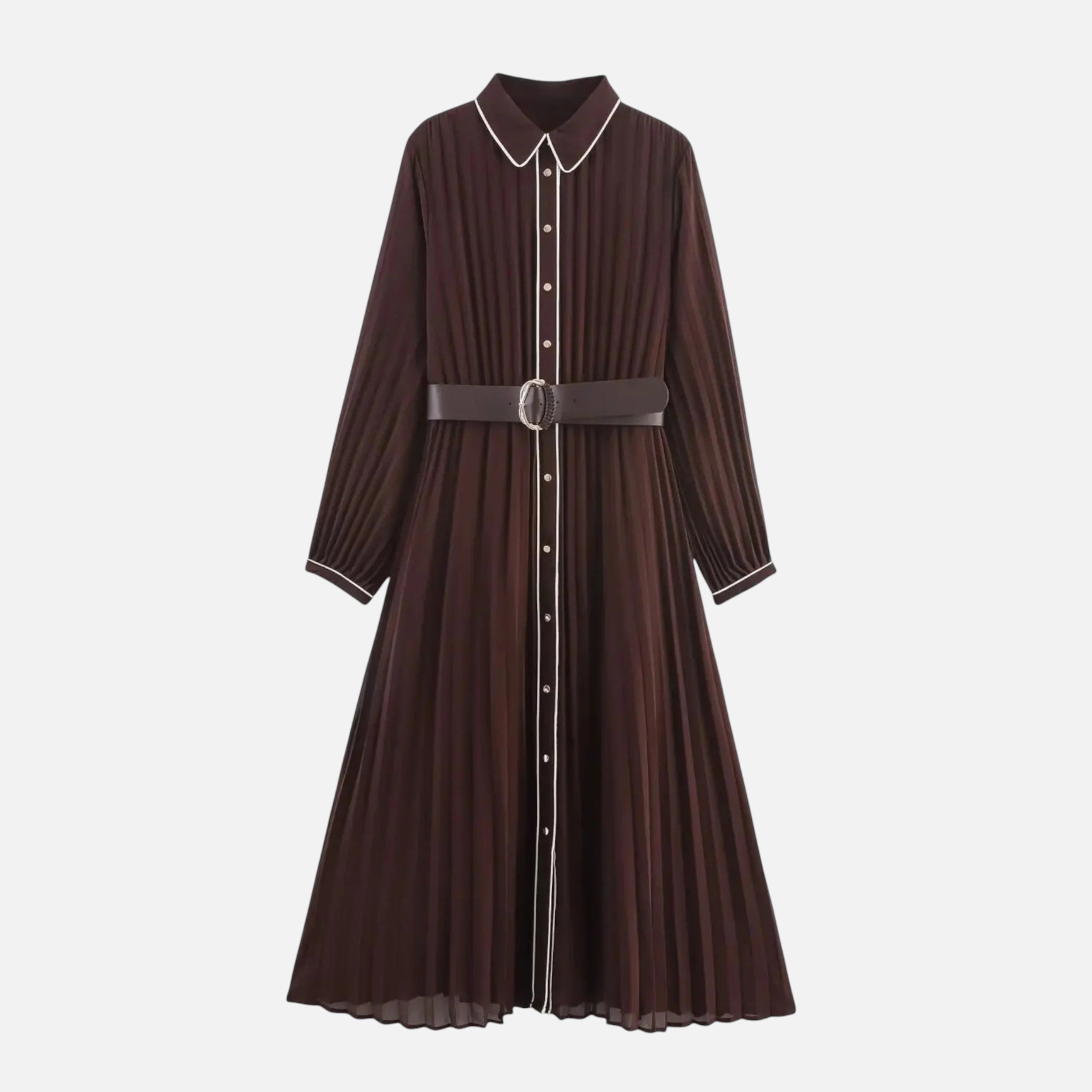 Women’s Pleated Long Sleeve Midi Dress