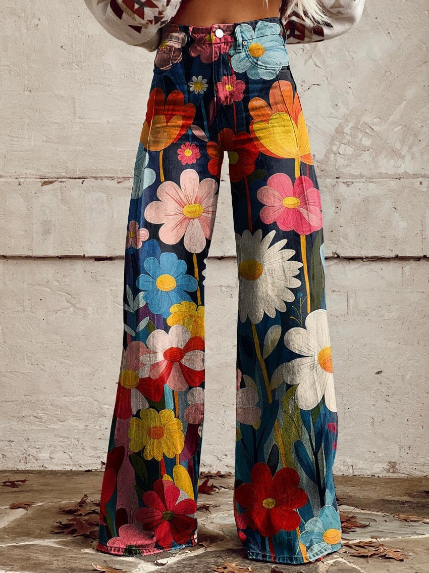 Women's Floral Printed Trousers – Elegant Comfortable Design