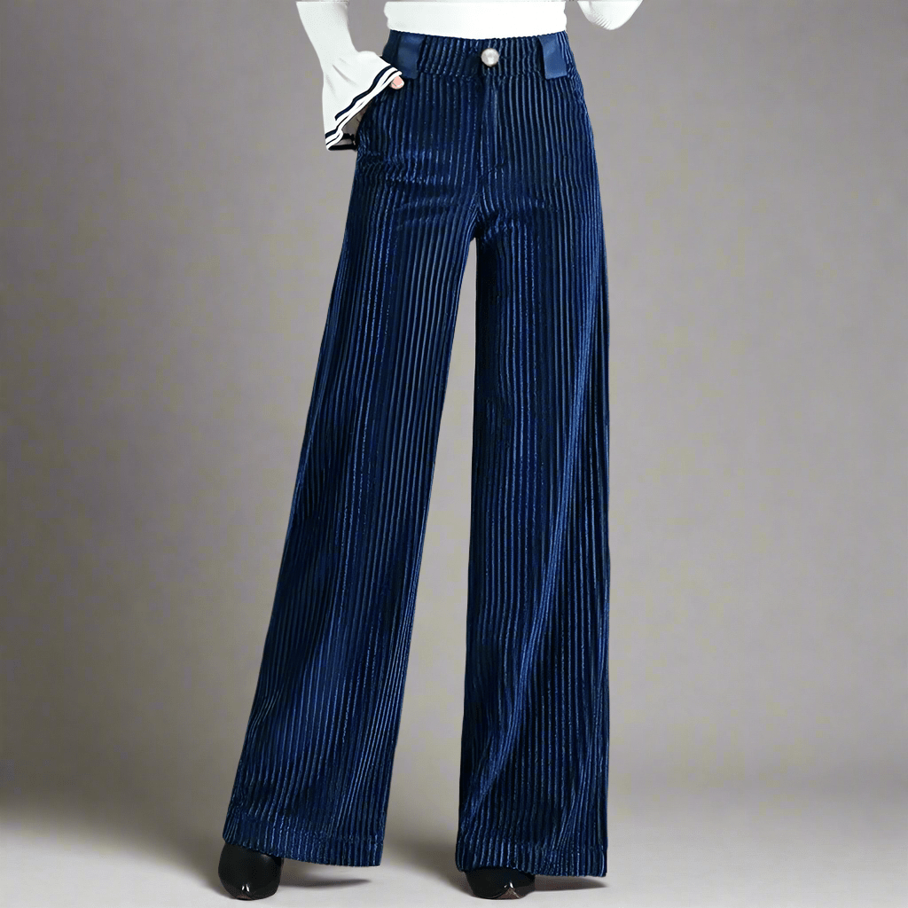 Women's Velvet Ribbed Trousers – Elegant Refined Design