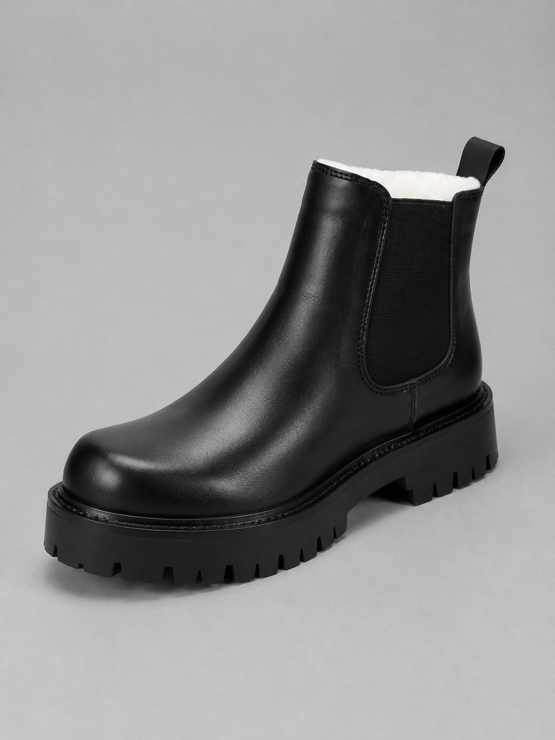 Men’s Chunky Chelsea Boots – Slip-On Thick Sole Smart Casual Shoes – Black