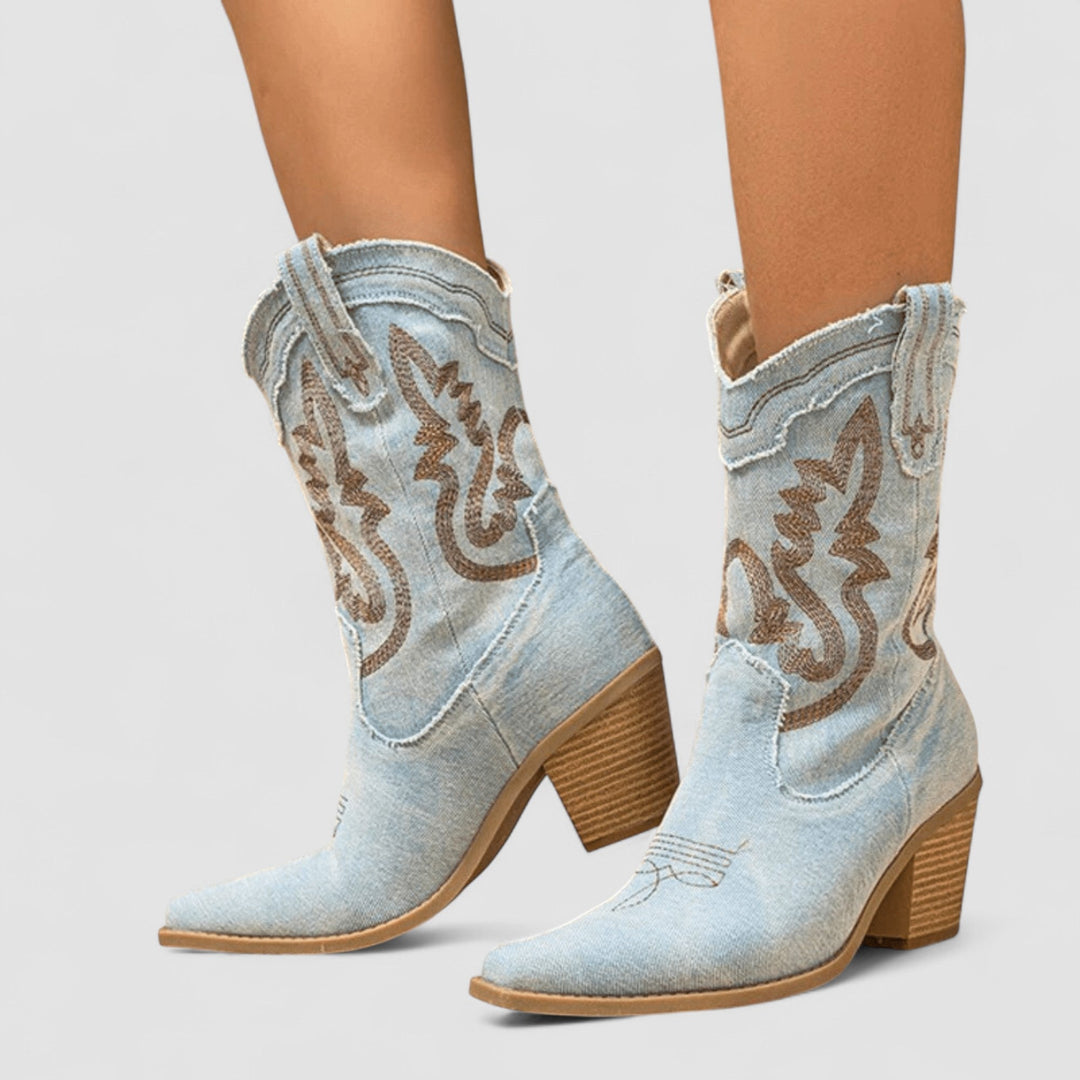 Women's Denim Supportive Ankle Boots – Timeless Elegant Finish