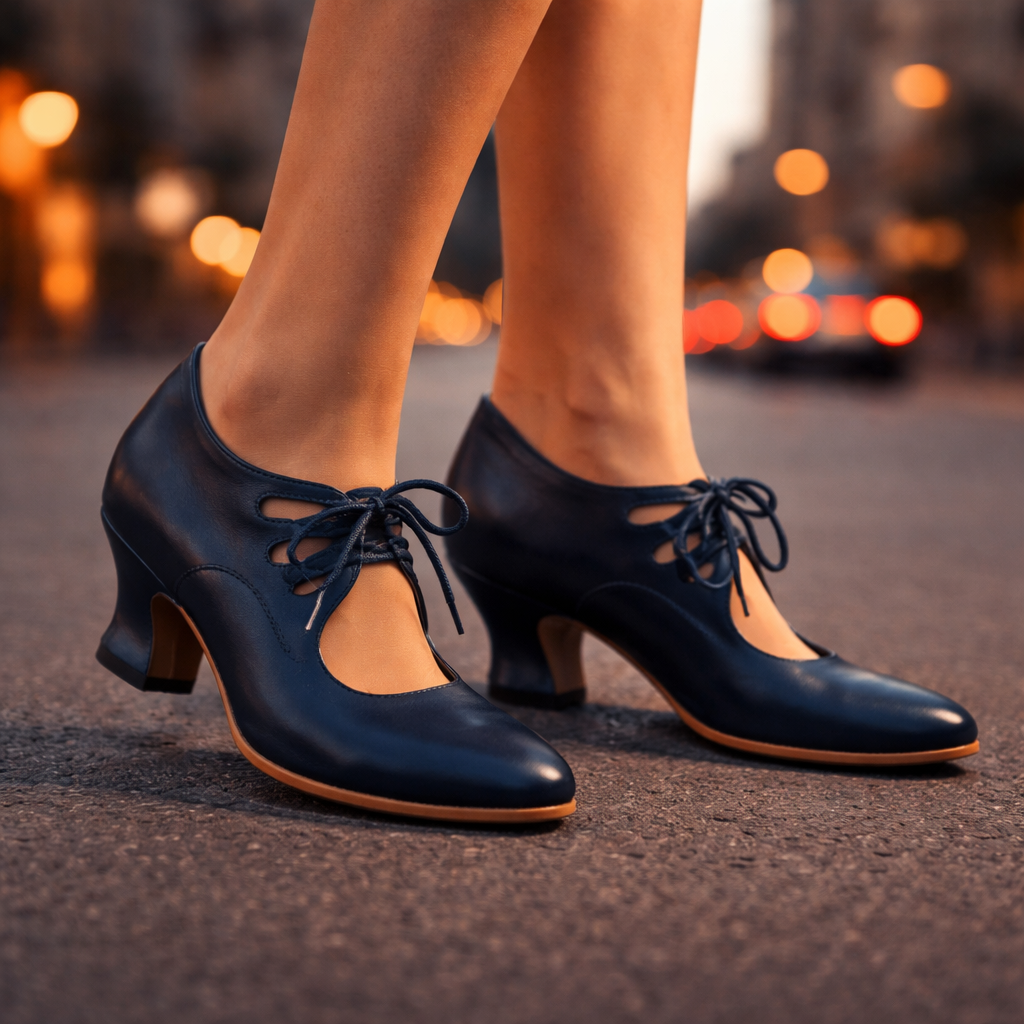 Women's Heeled Leather Court Shoes – Flexible Flowing Finish