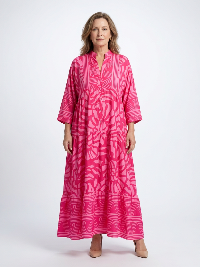 Women's Elegant Lightweight Midi Dress – Quiet Statement in Pink