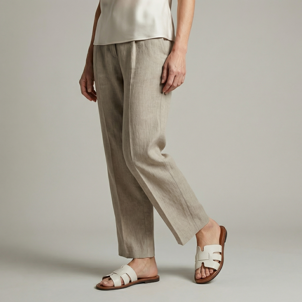 Women’s Flat Slide Sandals – Leather Look Elegance