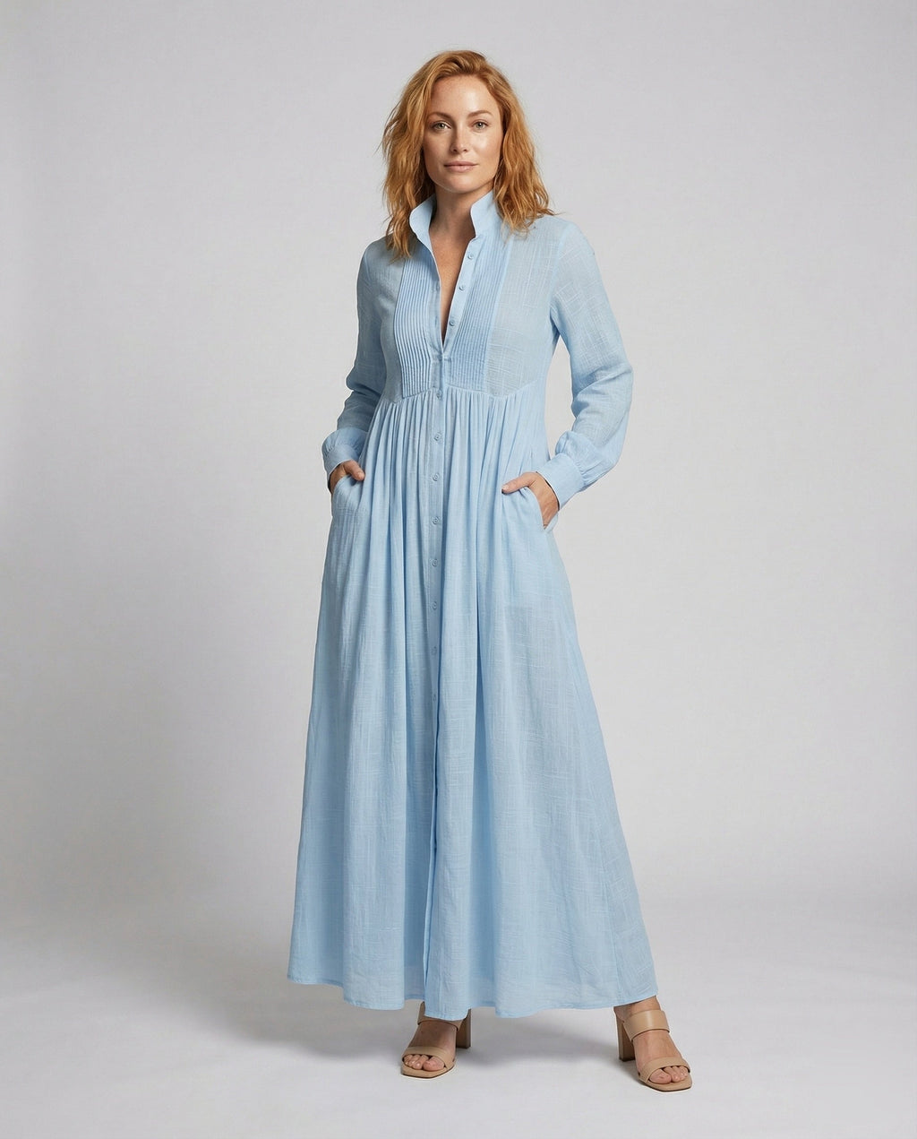 Women’s Lightweight Button Front Maxi Shirt Dress – Relaxed Flowy Silhouette