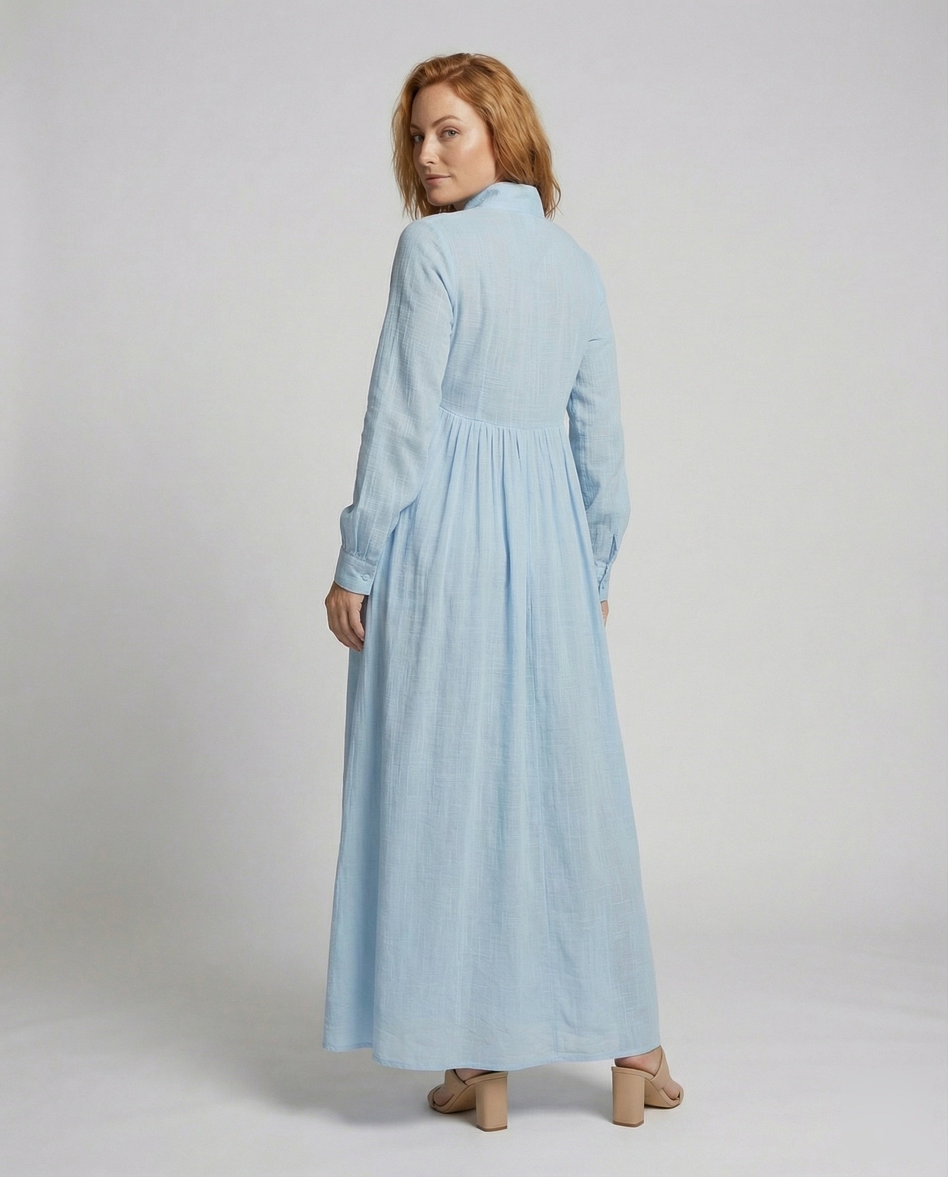 Women’s Lightweight Button Front Maxi Shirt Dress – Relaxed Flowy Silhouette