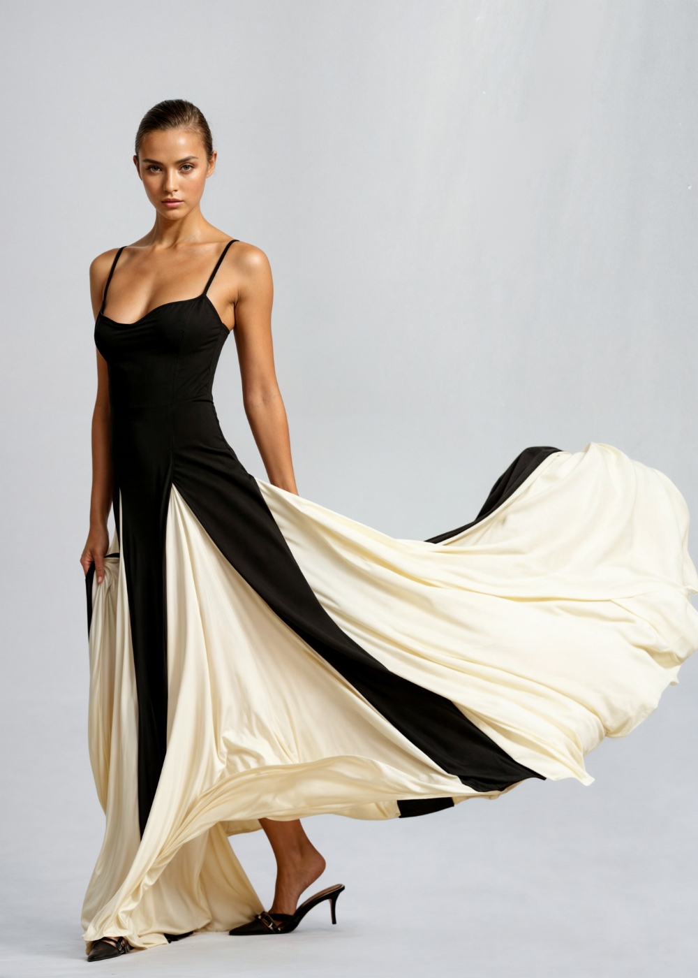Women’s Maxi Cocktail Dress – Sculpted Top & Flowing Skirt